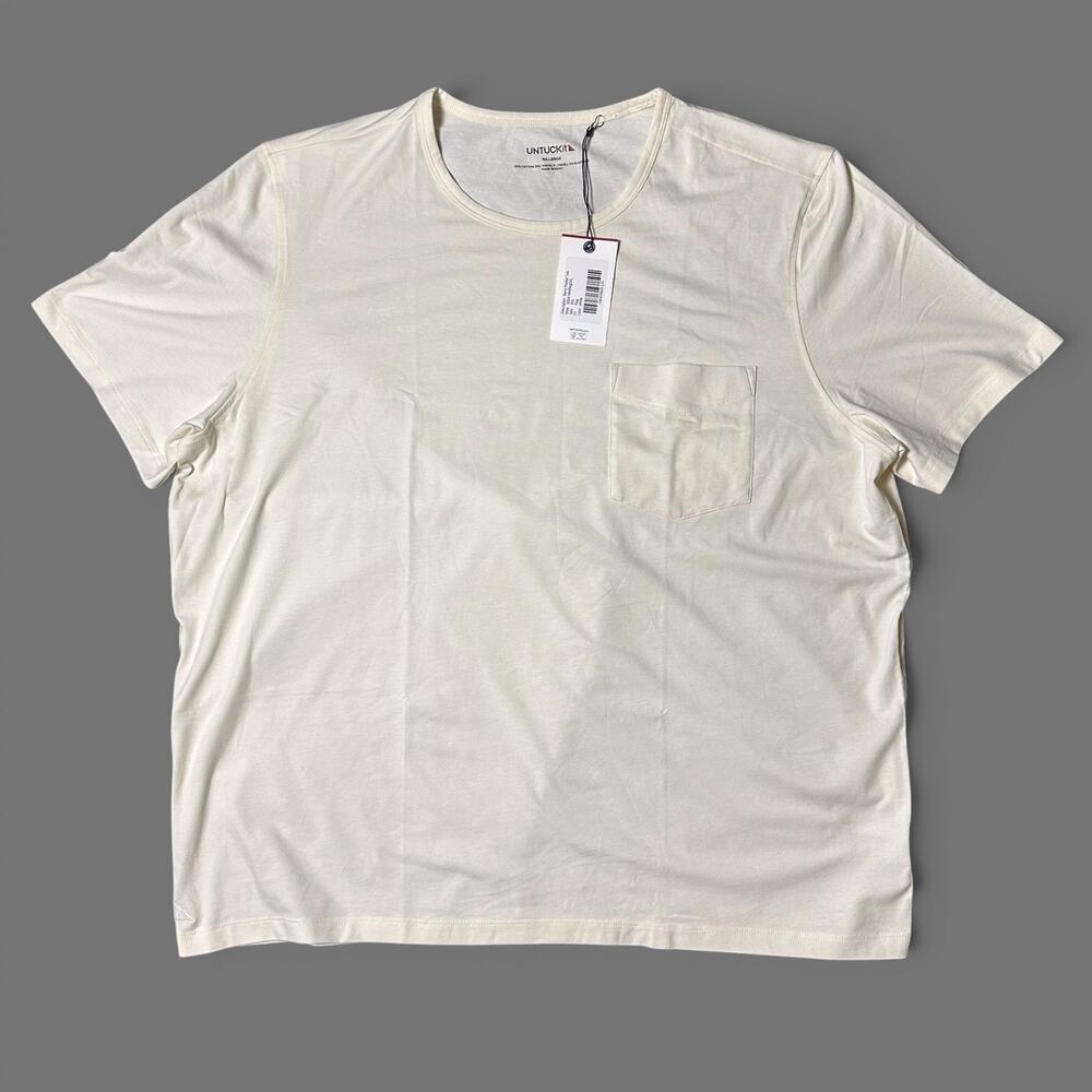 Untuckit EcoSoft Pocket Tee Mens Size XXL Cream Supima Cotton Tencel NWT
